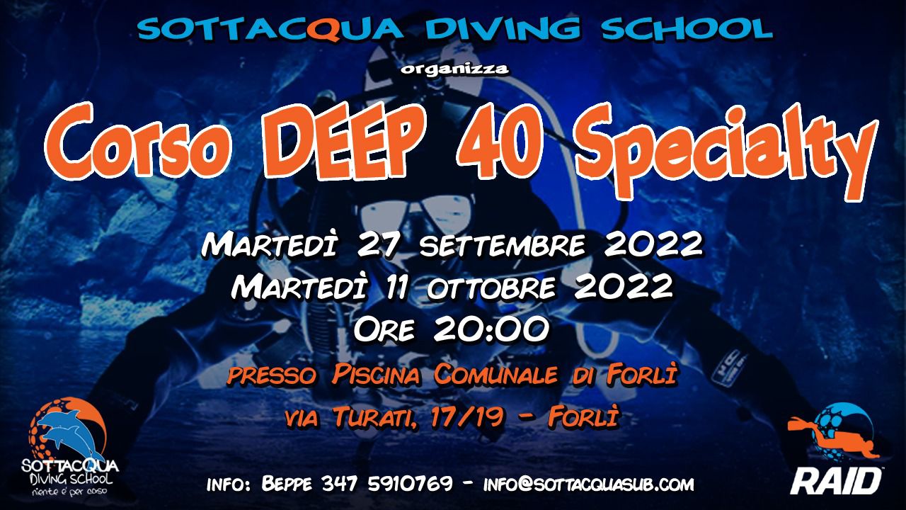 DEEP40 Speciality: dal 27 settembre
