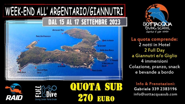 Weekend all'Argentario/Giannutri: 15-17 settembre 2023