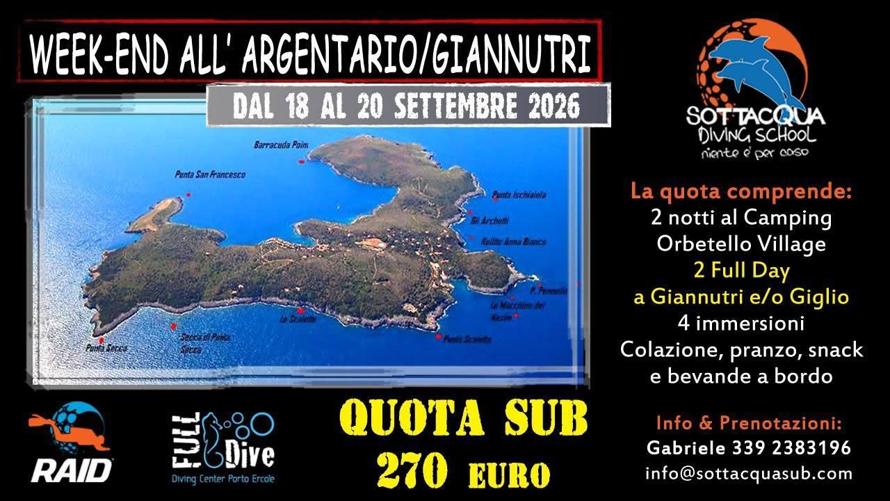 WEEKEND ALL'ARGENTARIO: DESTINAZIONE GIANNUTRI!: 18 - 20 settembre 2026